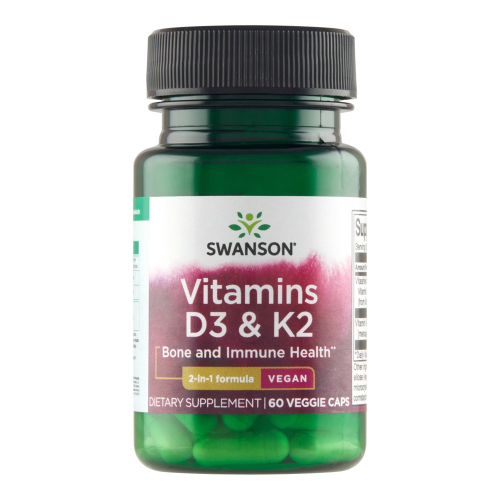SWANSON Witamina D3 200 K2 75mcg 60 k SW1809