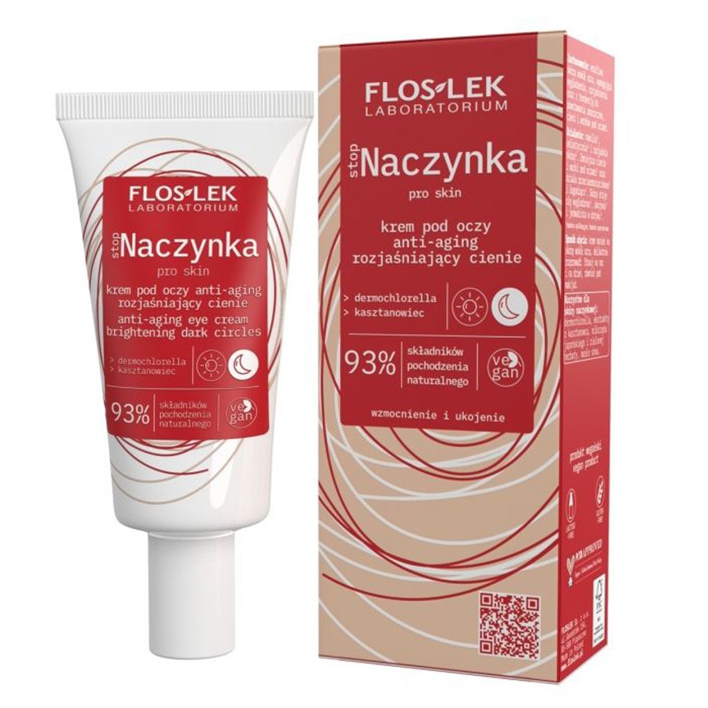 FLOSLEK Stop Naczynka Krem pod oczy anti-aging rozjaśniający cienie na dzień i noc 30ml