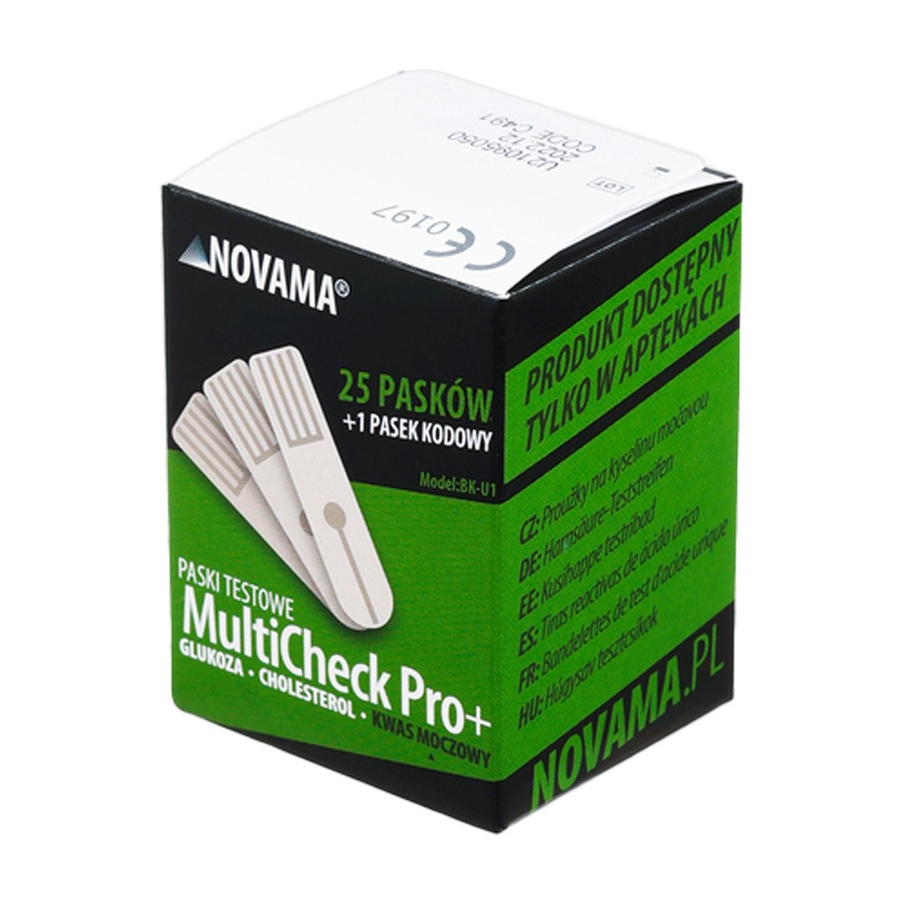Novama MULTICHECK PRO+ Paski testowe na kwas moczowy 25szt