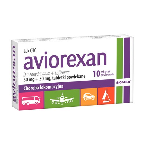 Aviorexan, Lek przeciwwymiotny i na chorobę lokomocyjną, 10 tabletek