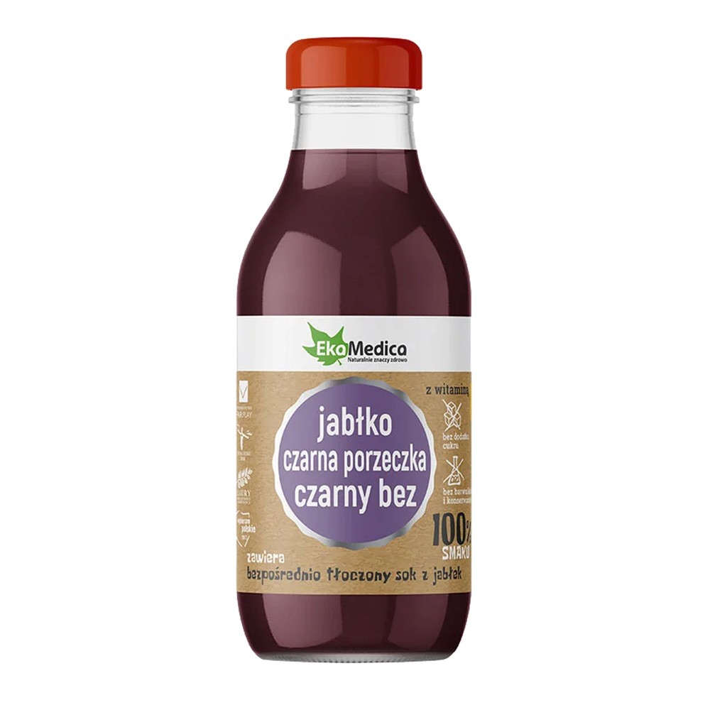 EKAMEDICA SP. Z O.O. S.K. EkaMedica Sok 100% jabłko czarna porzeczka czarny bez 300 ml 3544061