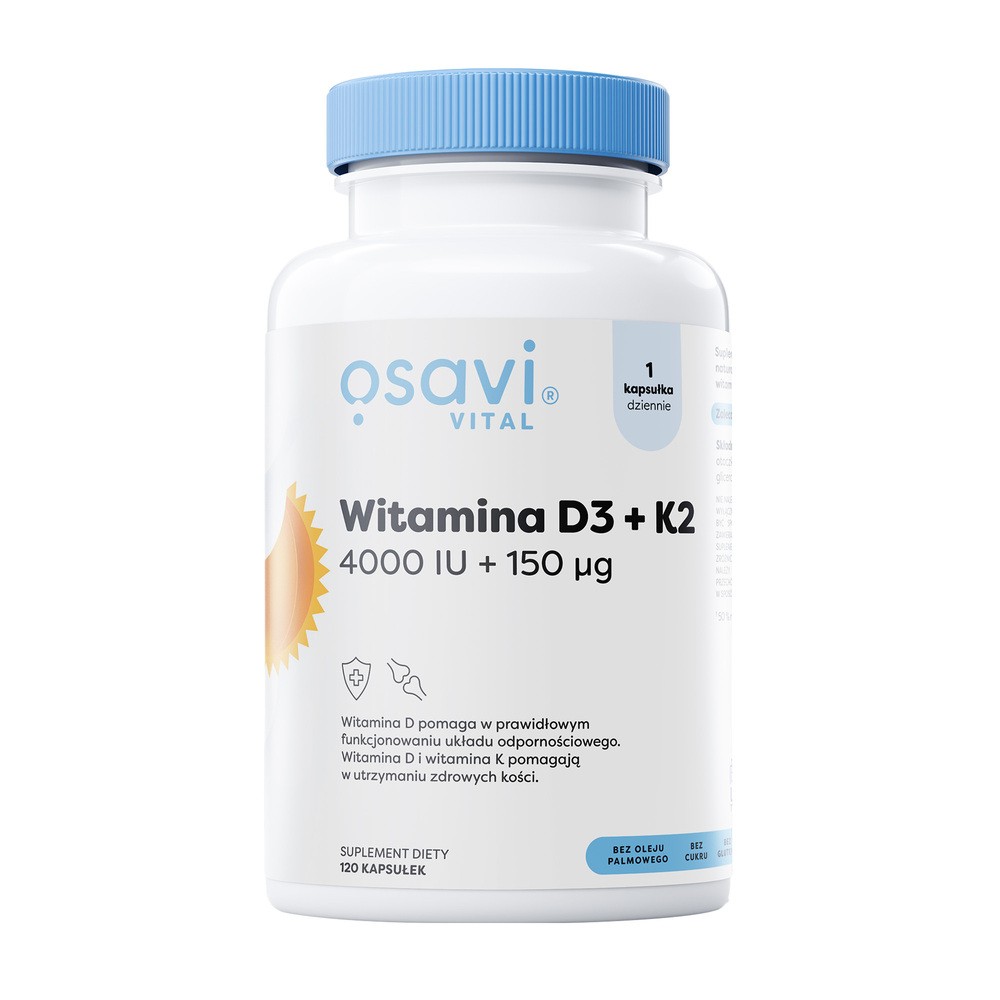 Osavi - Witamina D3 + K2, 4000IU + 150 μg, 120 kapsułek miękkich
