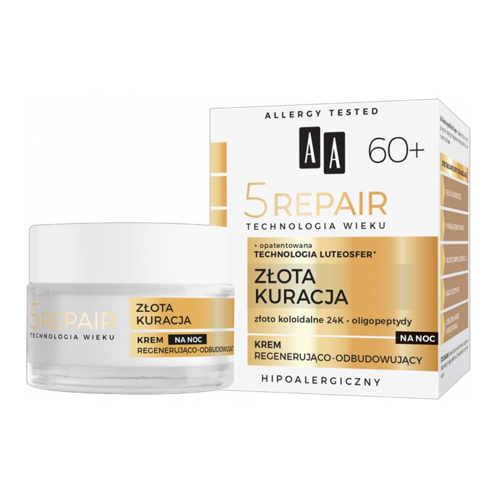 Oceanic S.A AA TECHNOLOGIA WIEKU 5REPAIR 60+ ZŁOTA KURACJA NOCNY KREM REGENERUJĄCO-ODBUDOWUJĄCY 50 ML Zakupy dla domu i biura! 90044140