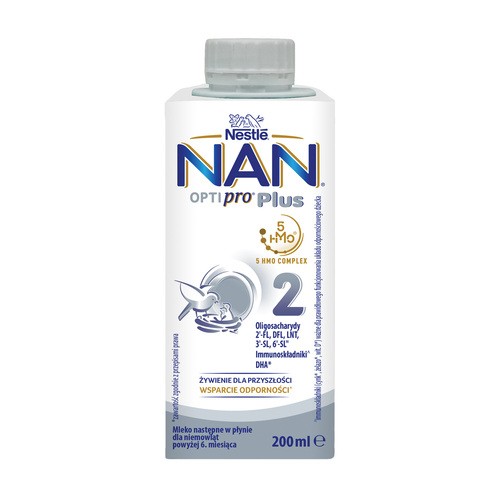 NAN OPTIPRO Plus 2 HMO Mleko następne w płynie dla niemowląt powyżej 6. miesiąca 200 ml