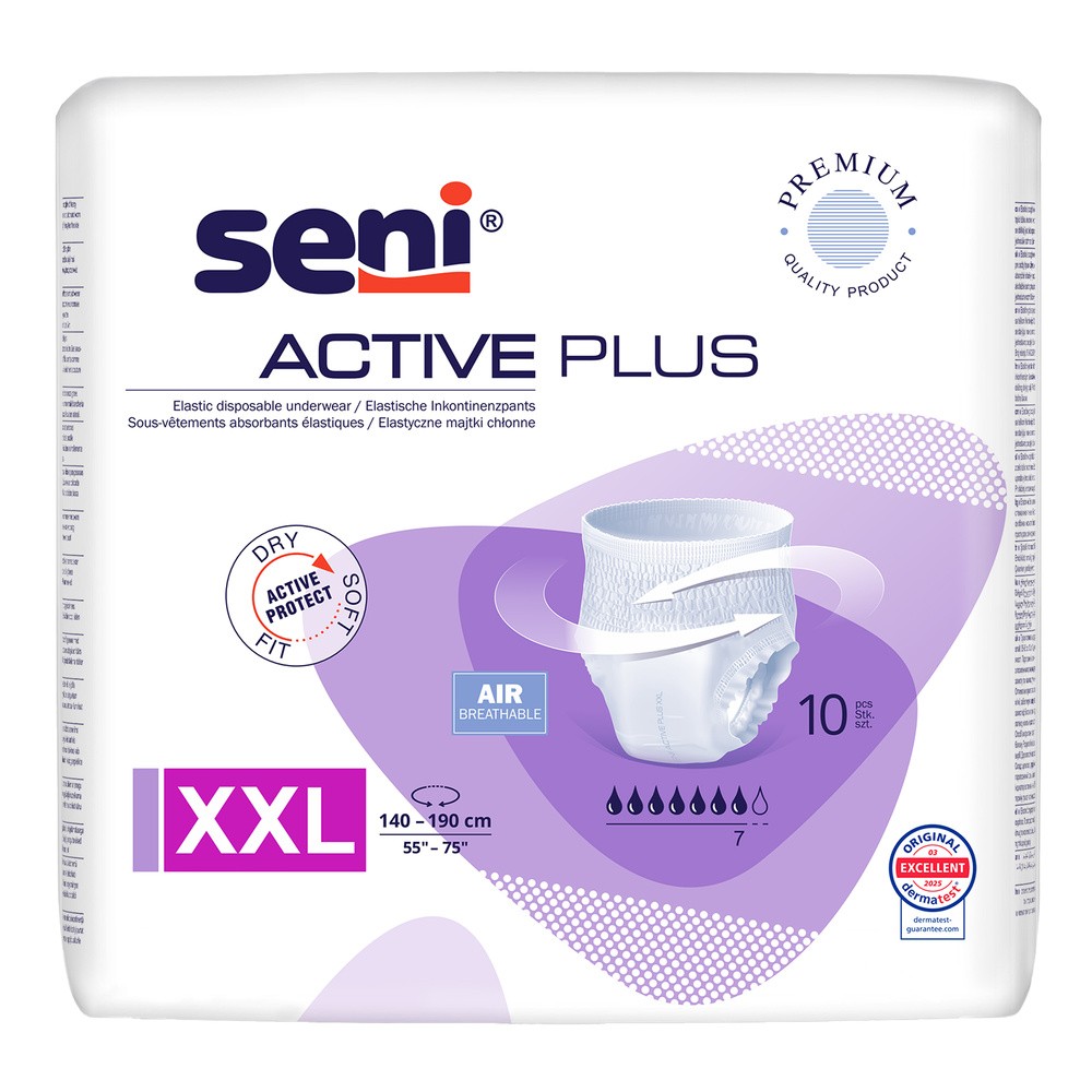Seni Active Plus XXL, Elastyczne majtki chłonne, 140-190cm, xx-Large Fioletowe
