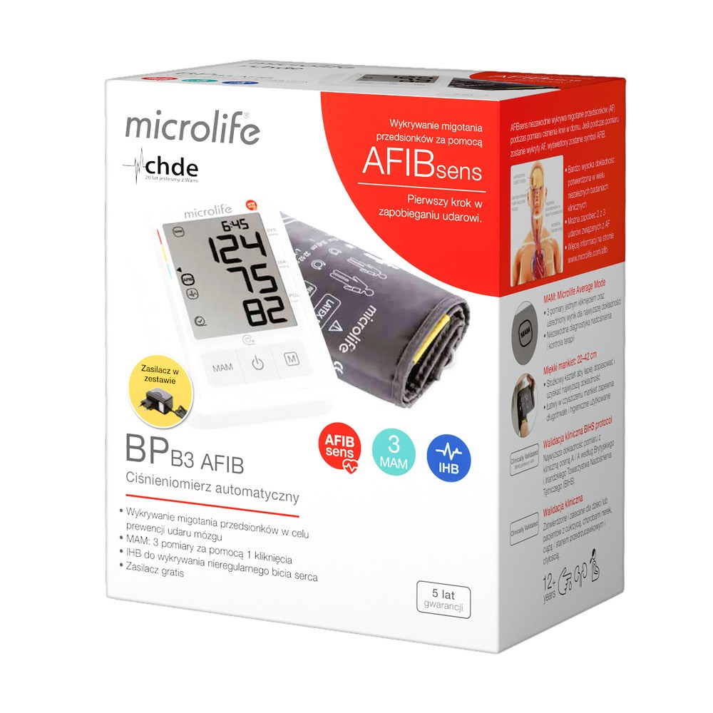 Ciśnieniomierz automatyczny BP B3 AFIB z zasilaczem