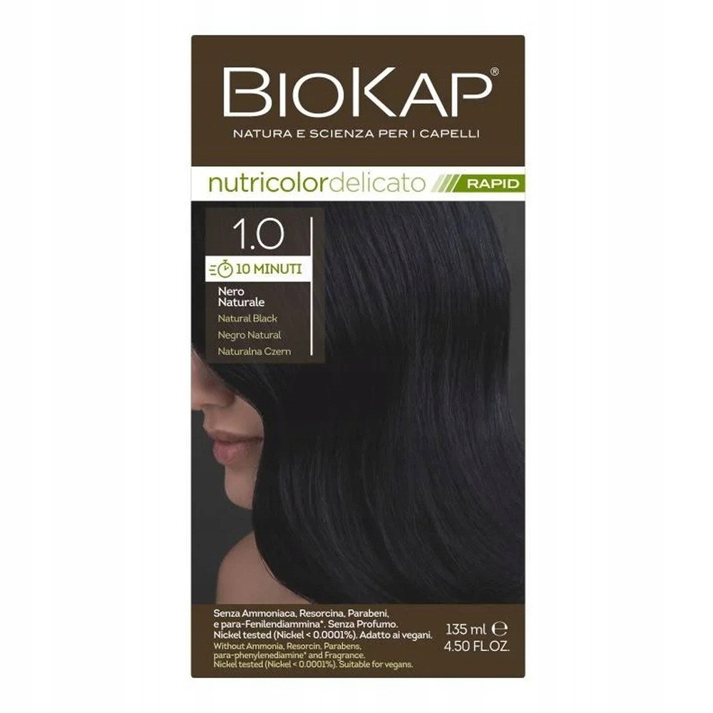 Bios Line S.P.A Biokap Nutricolor Rapid 1.0 Naturalna Czerń 135 ml
