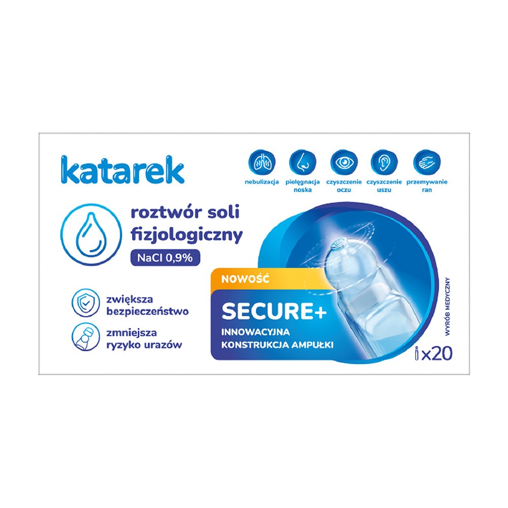 Katarek Secure+ Roztwór soli fizjologiczny NaCl 0,9% 20x5ml