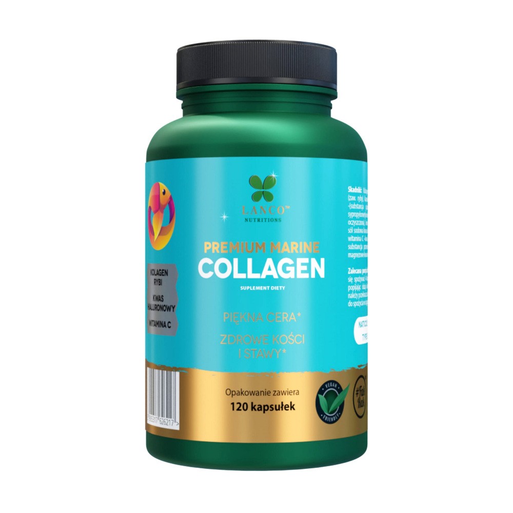 Premium Marine Collagen 2400mg, Kolagen morski rybi hydrolizowany, 120 kaps.