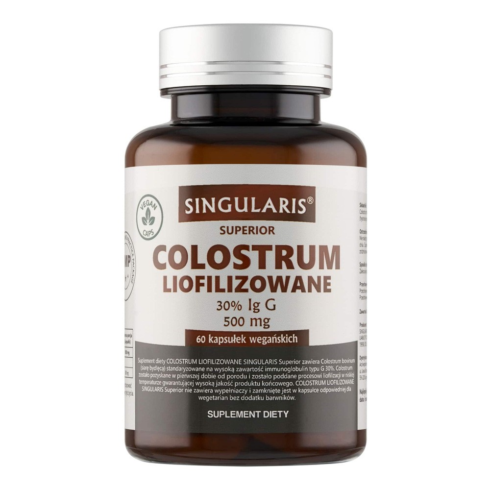 SINGULARIS Superior colostrum liofilizowane 30 % Ig G 500 mg, 60kaps. >>  od 49zł  