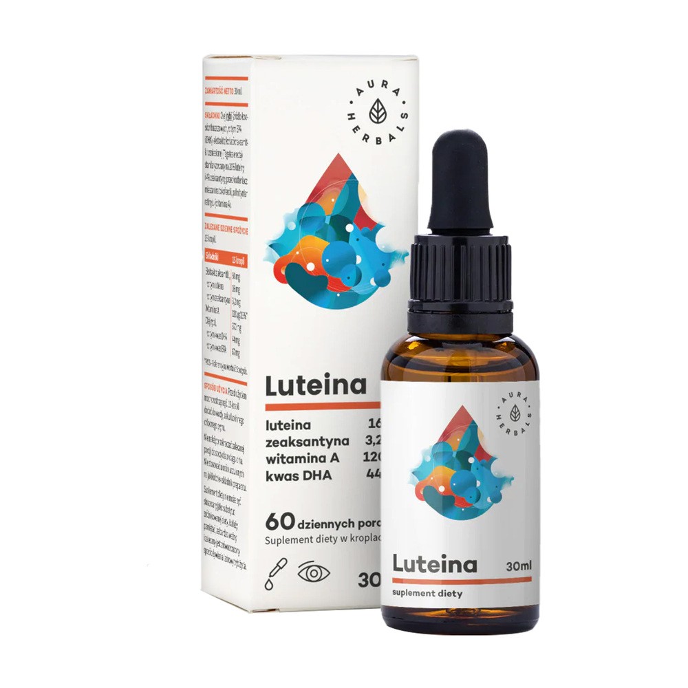 AURA HERBALS Luteina + Witamina A + DHA + Zeaksantyna, krople, 30ml