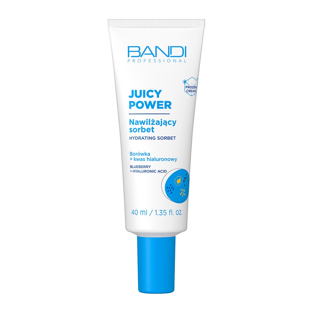Bandi Juicy Power, nawilżający sorbet do twarzy, borówka + kwas hialuronowy, 40ml