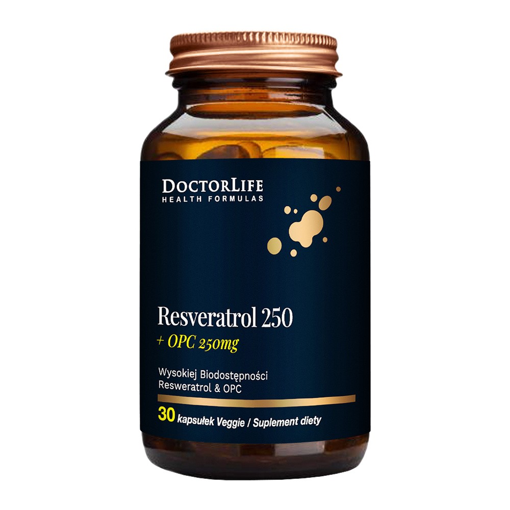 Doctor Life Doctor Life Resveratrol resweratrol z ekstratem z pestek winogron 250mg suplement diety 30 kapsułek