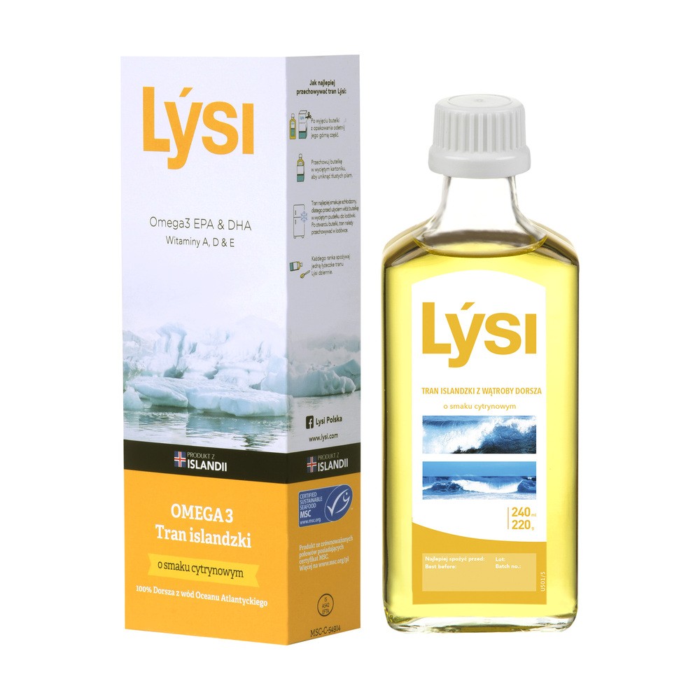 LYSI Tran islandzki Cytrynowy, 240ml