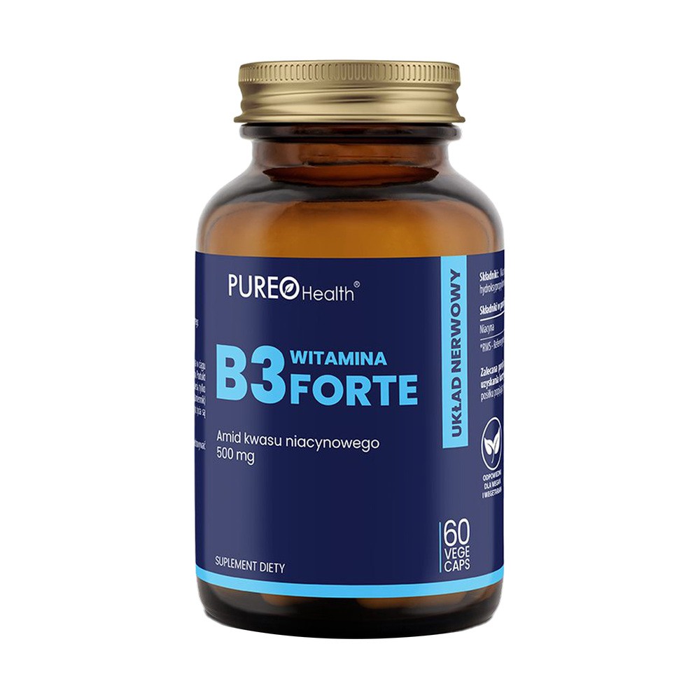 PUREO Health Witamina B3 Niacyna 500 mg, 60 Kapsułek