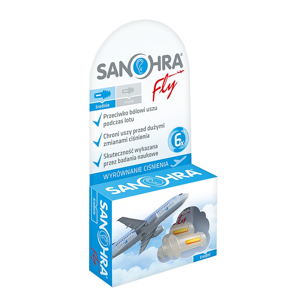 Sanohra Fly stopery przeciwko bólowi uszu podczas lotu 2 sztuki 1139515