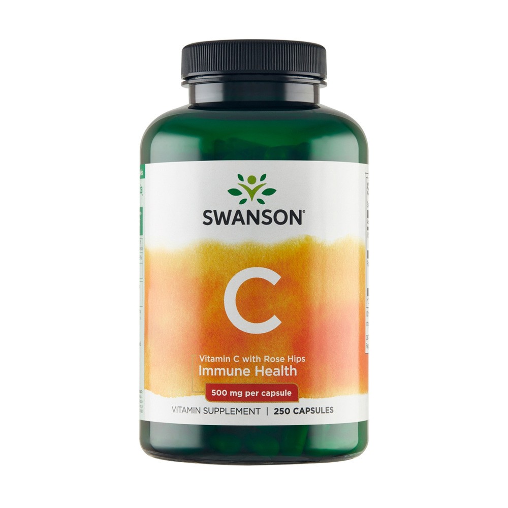 SWANSON Health Witamina C Kwas L-askorbinowy Z Dziką Różą Vitamin C With Rose Hips 500mg 250 Kapsułek