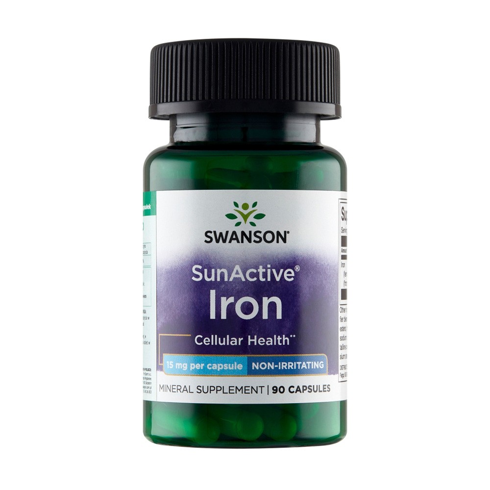 SWANSON SunActive Żelazo 15mg - (90 kap)
