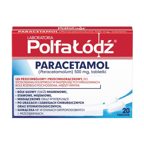 Paracetamol Polfa-Łódź 500 mg, 20 tabletek
