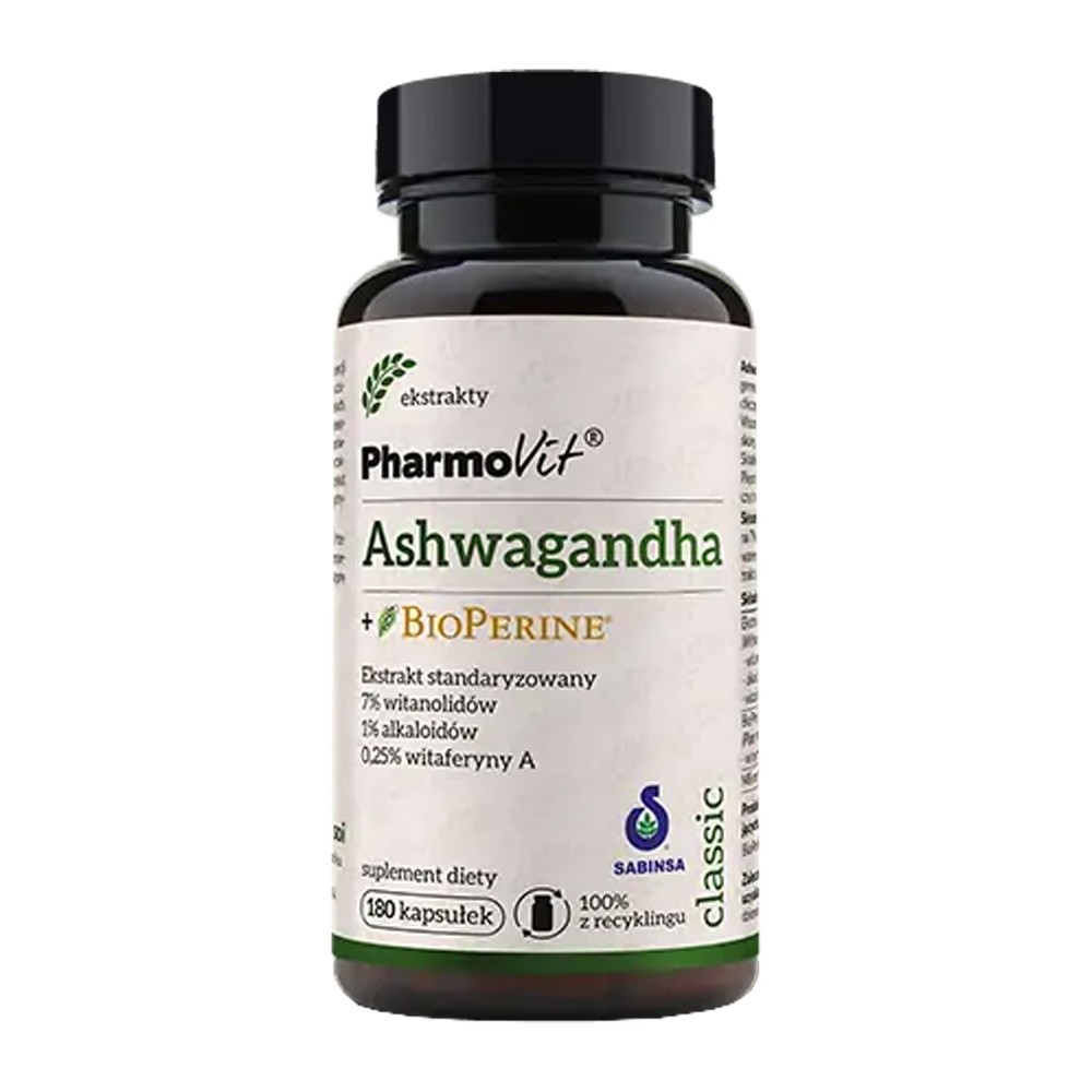 PharmoVit, Ashwaganda Bioperine pamięć i koncentracja, 180 kaps.