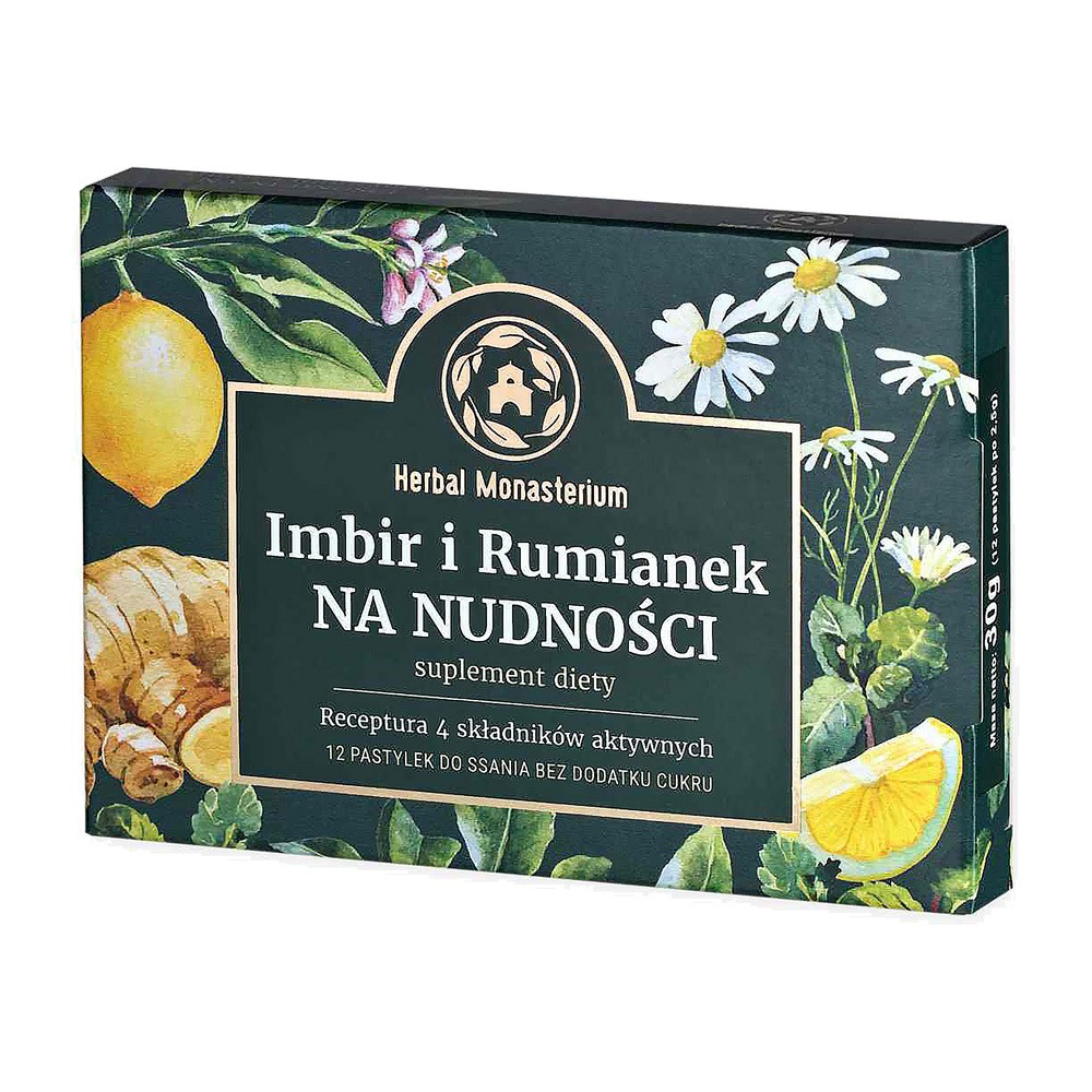 Herbal Monasterium Imbir I Rumianek na nudności 12 pastylek (5906874431382)