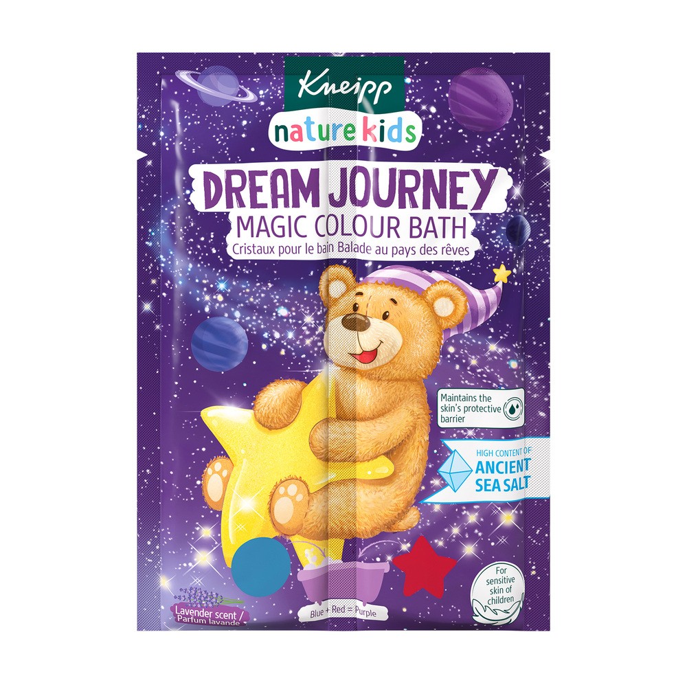 KNEIPP nature kids Magiczna dwukolorowa sól do kąpieli Podróż marzeń Lawenda, 40g
