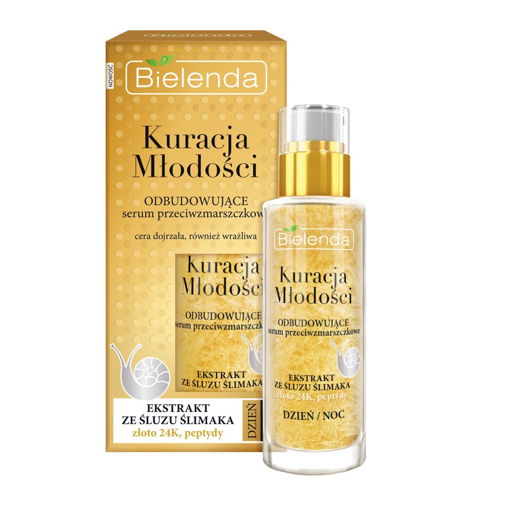 Bielenda Kuracja Młodości odbudowujące serum przeciwzmarszczkowe z ekstraktem ze śluzu ślimaka dzień/noc 30ml 58792-uniw