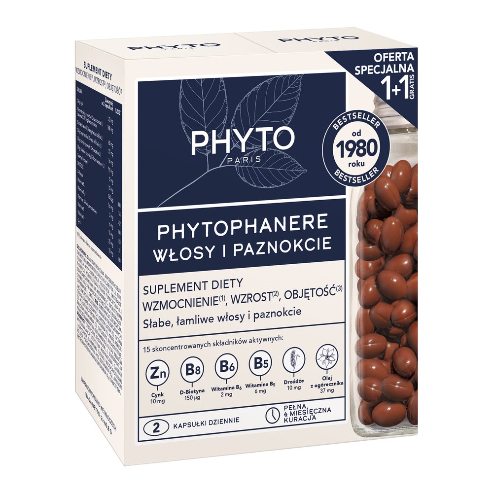 ALES GROUPE PHYTO Phytophanere Włosy & Paznokcie 120 kapsułek + 120 kapsułek