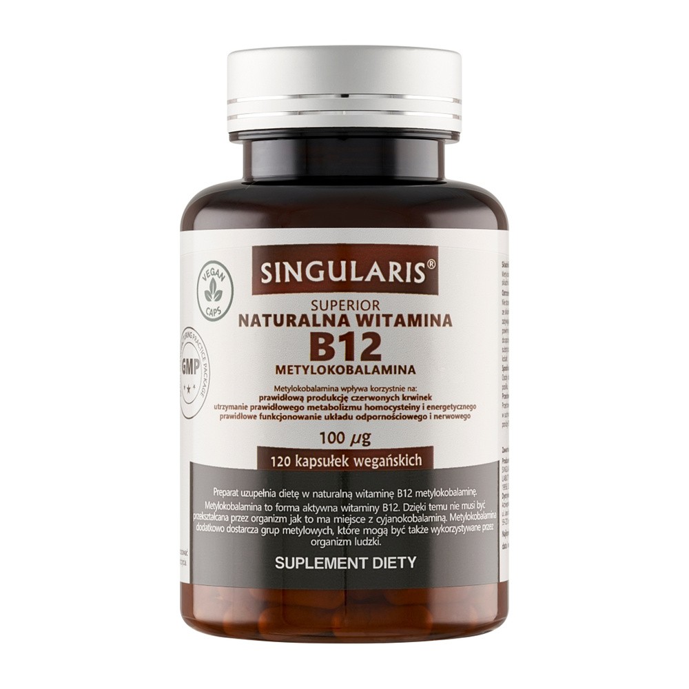Singularis Naturalna Witamina B12 (metylokobalamina) 100 µg x 120 kaps wegańskich (nowa formuła)