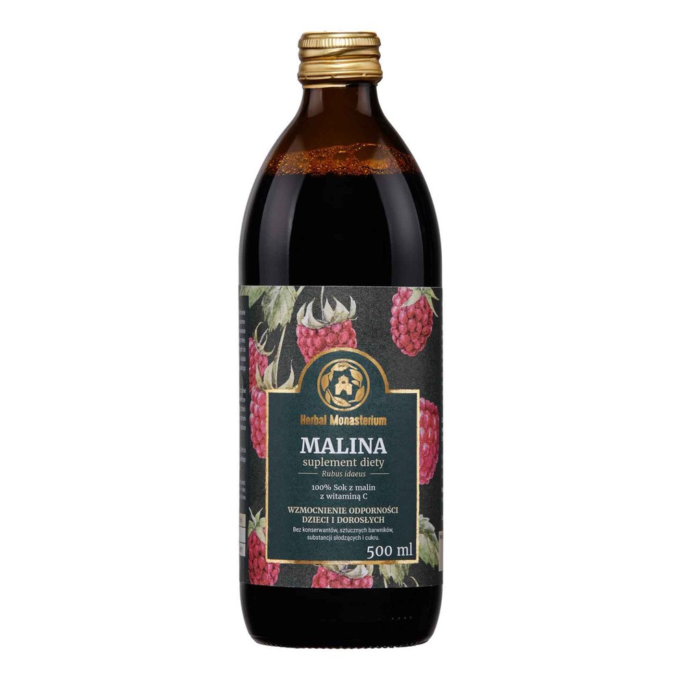 Herbal Pharmaceuticals Sok z Malin 100% 500ml Herbal Monasterium