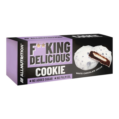 Allnutrition Ciasteczka kakaowe oblane białą czekoladą F**king Delicious 128 g