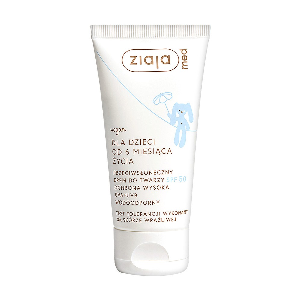 ZIAJA MED Dla Dzieci Przeciwsłoneczny krem do twarzy SPF 50 wodoodporny, 50ml