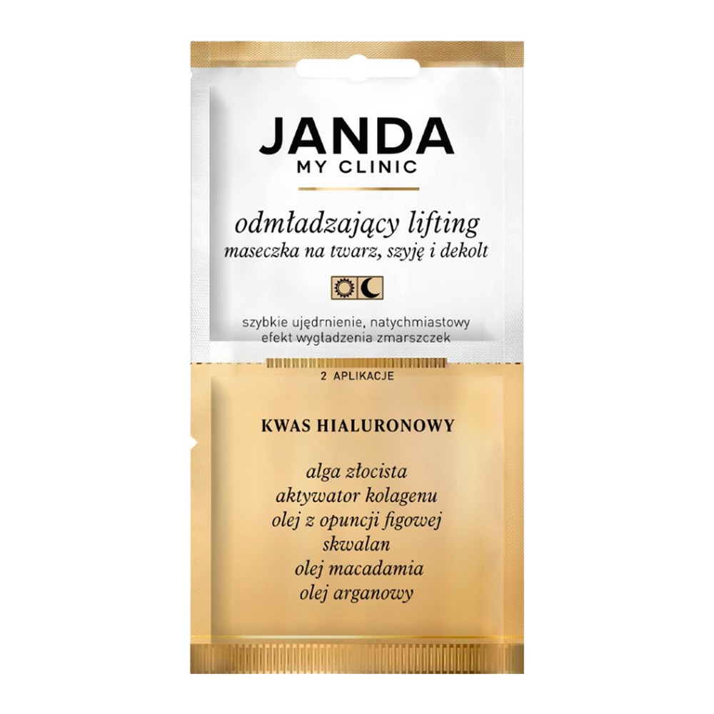Janda My Clinic Nici Kolagenowe, maseczka na twarz, szyję i dekolt, Kwas Hialuronowy, 8 ml
