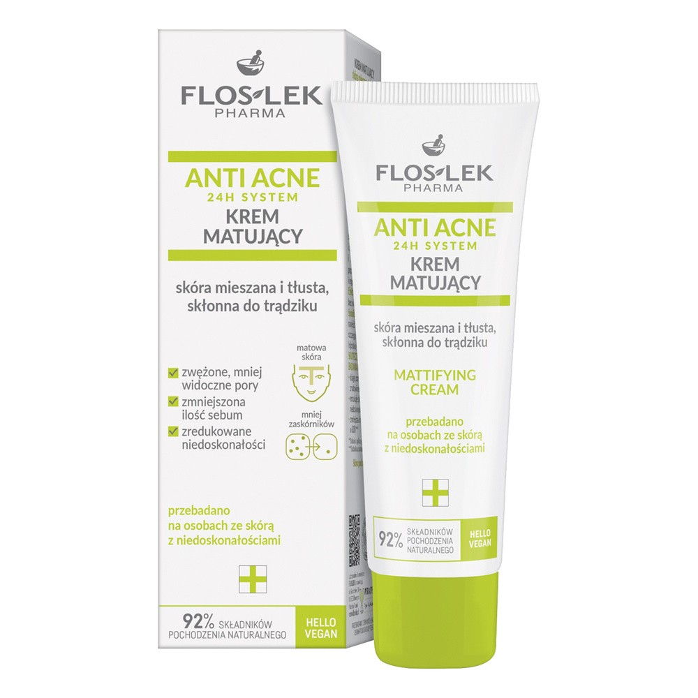 FLOS-LEK ANTI ACNE 24h System Krem Matujący, 50ml
