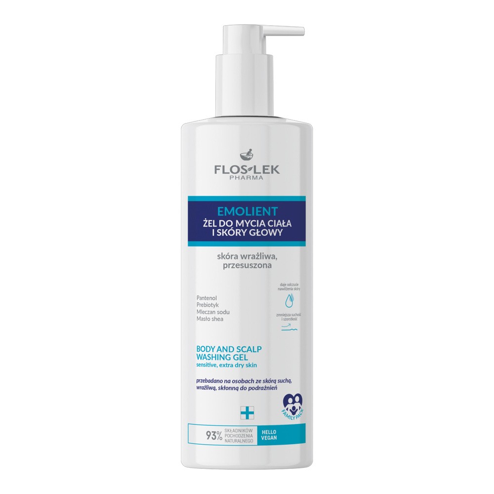 Floslek Emolient żel do mycia ciała i skóry głowy 400ml