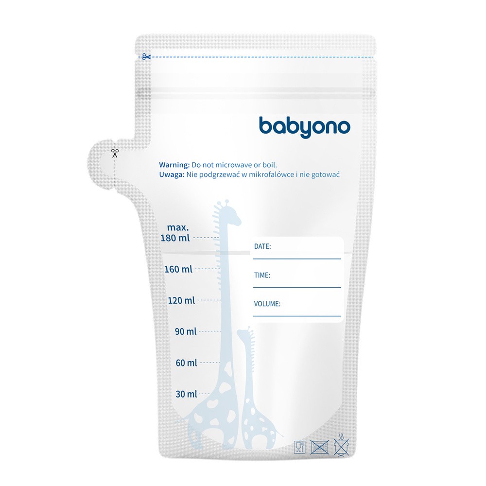 BabyOno Woreczki do przechowywania pokarmu 180ml 30 sztuk