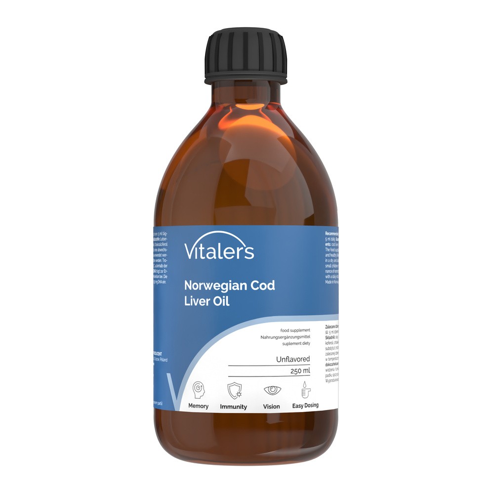 Vitaler's, Tran norweski Omega-3 1200 mg bezzapachowy, 250 ml