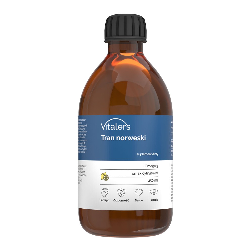 Vitaler's, Tran Norweski Omega-3 1200 Mg, Cytrynowy, 250 Ml