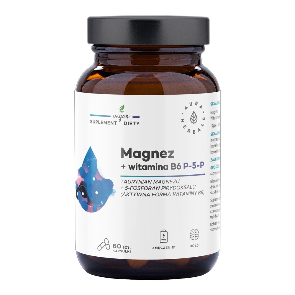 Aura Herbals Magnez + Witamina B6 (P-5-P) Suplement diety 60 kaps.