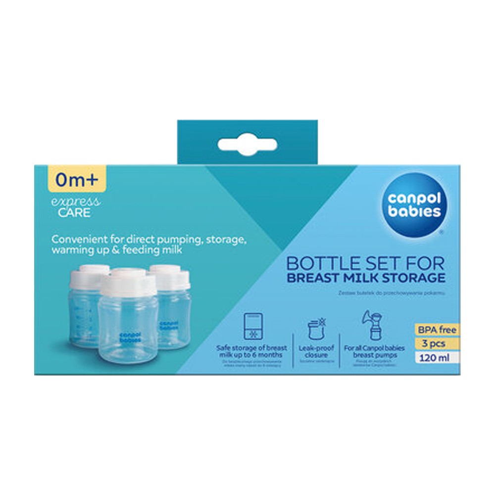 Canpol Babies Zestaw butelek do przechowywania pokarmu 3x120ml