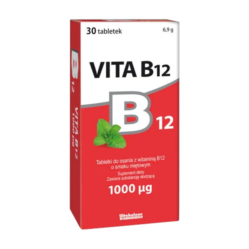 Vitabalans VITA B12 1000 mcg Tabletki do ssania o smaku miętowym 30 tabl 3513061