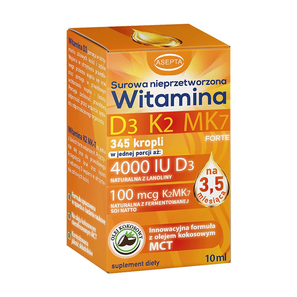 Asepta Witamina D3K2MK7 Suplement diety 10 ml