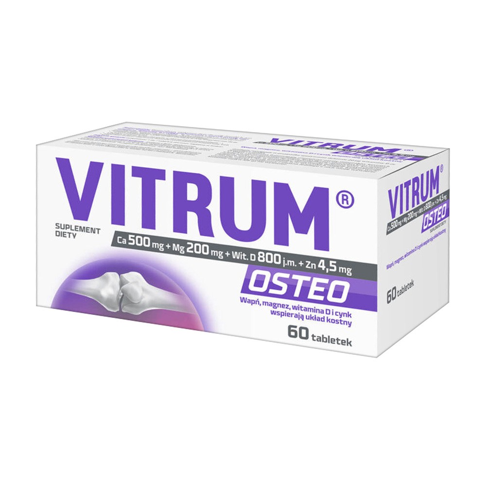 Vitrum Osteo Ca 500mg + Mg 200mg + Wit. D 800 j.m. + Zn 4,5mg, Suplement diety, 60tabl.
