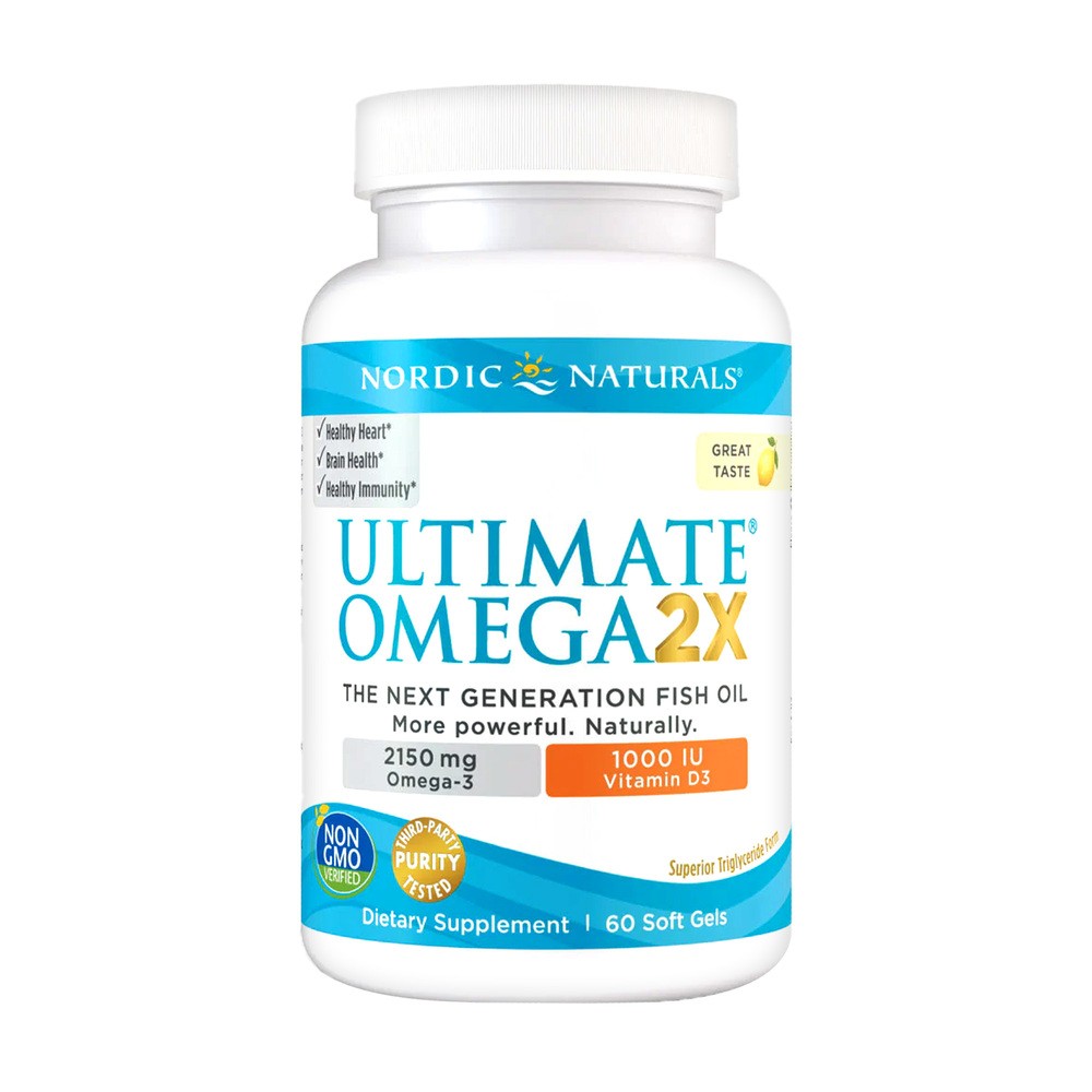Nordic Naturals Ultimate Omega 2X z witaminą D3 60 kapsułek miękkich o smaku cytrynowym
