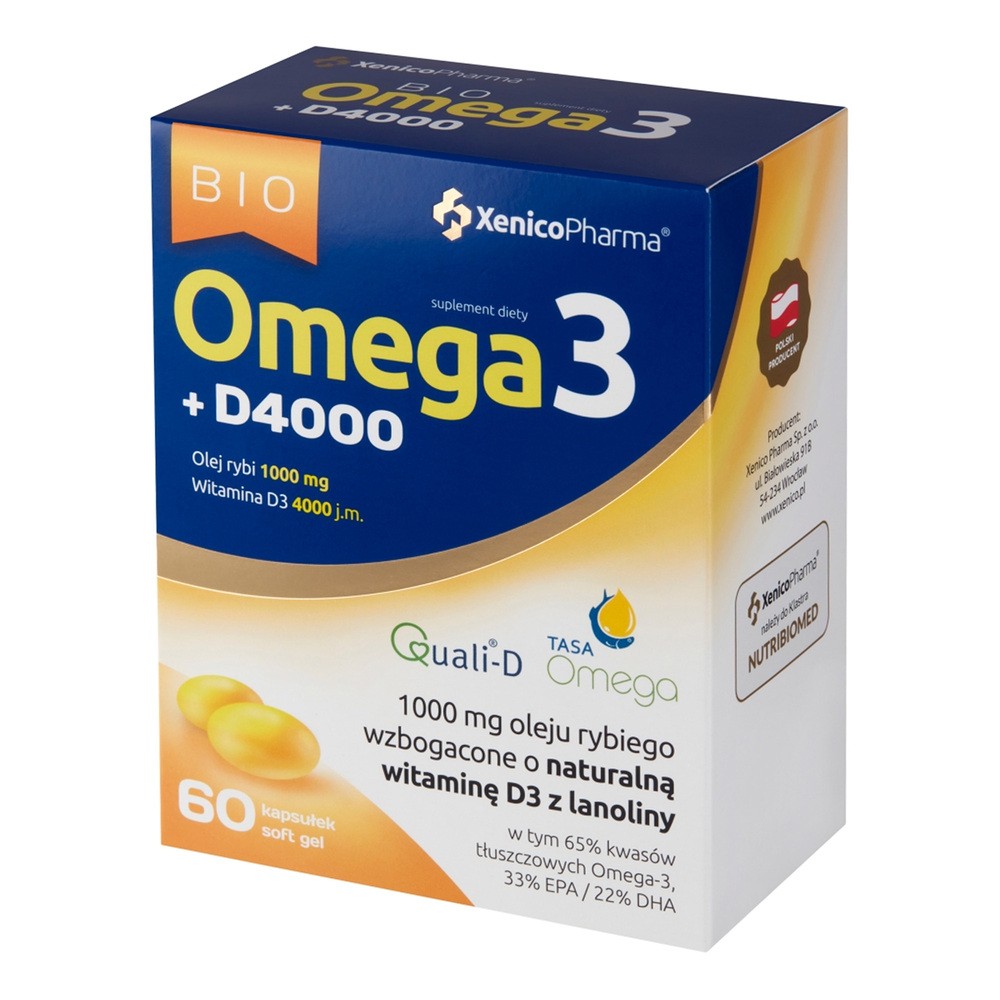 XENICO PHARMA Bio Omega 3 + D4000, 60 kapsułek  XENICO