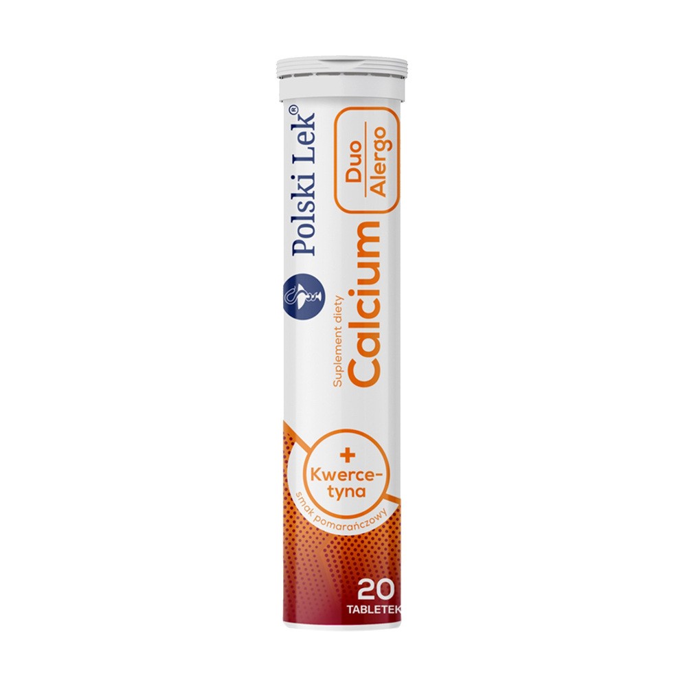 Calcium + kwercetyna, Duo Alergo, smak pomarańczowy, 20 tabletek musujących