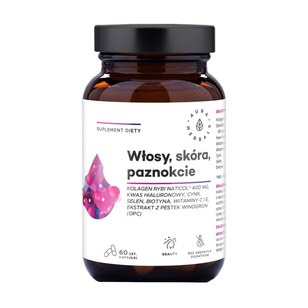 Aura Herbals Kolagen Rybi NatiCol Włosy, Skóra, Paznokcie 60 kapsułek