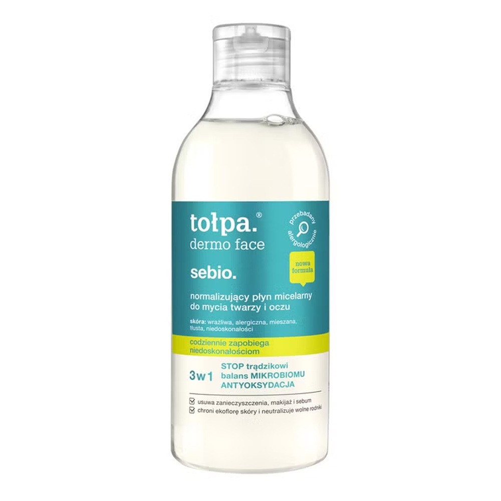 Tołpa dermo face sebio normalizujący płyn micelarny do mycia twarzy i oczu 400 ml