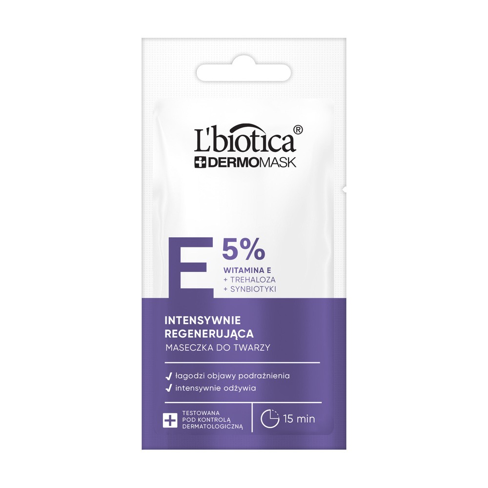 L'BIOTICA DERMOMASK INTENSYWNIE REGENERUJĄCA MASECZKA DO TWARZY Z WITAMINĄ E 8ML