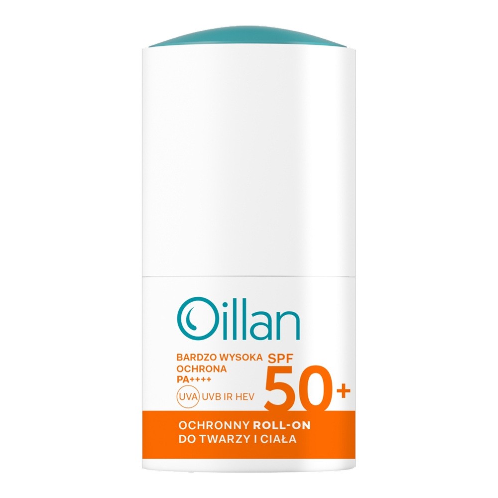 OILLAN SUN Ochronny roll-on przeciwsłoneczny do twarzy i ciała z filtrem SPF50 do skóry wrażliwej, 50ml